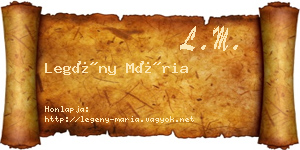Legény Mária névjegykártya